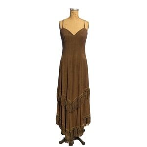 JIKI Monte Carlo Maxi Boho Fringe Suede Dress